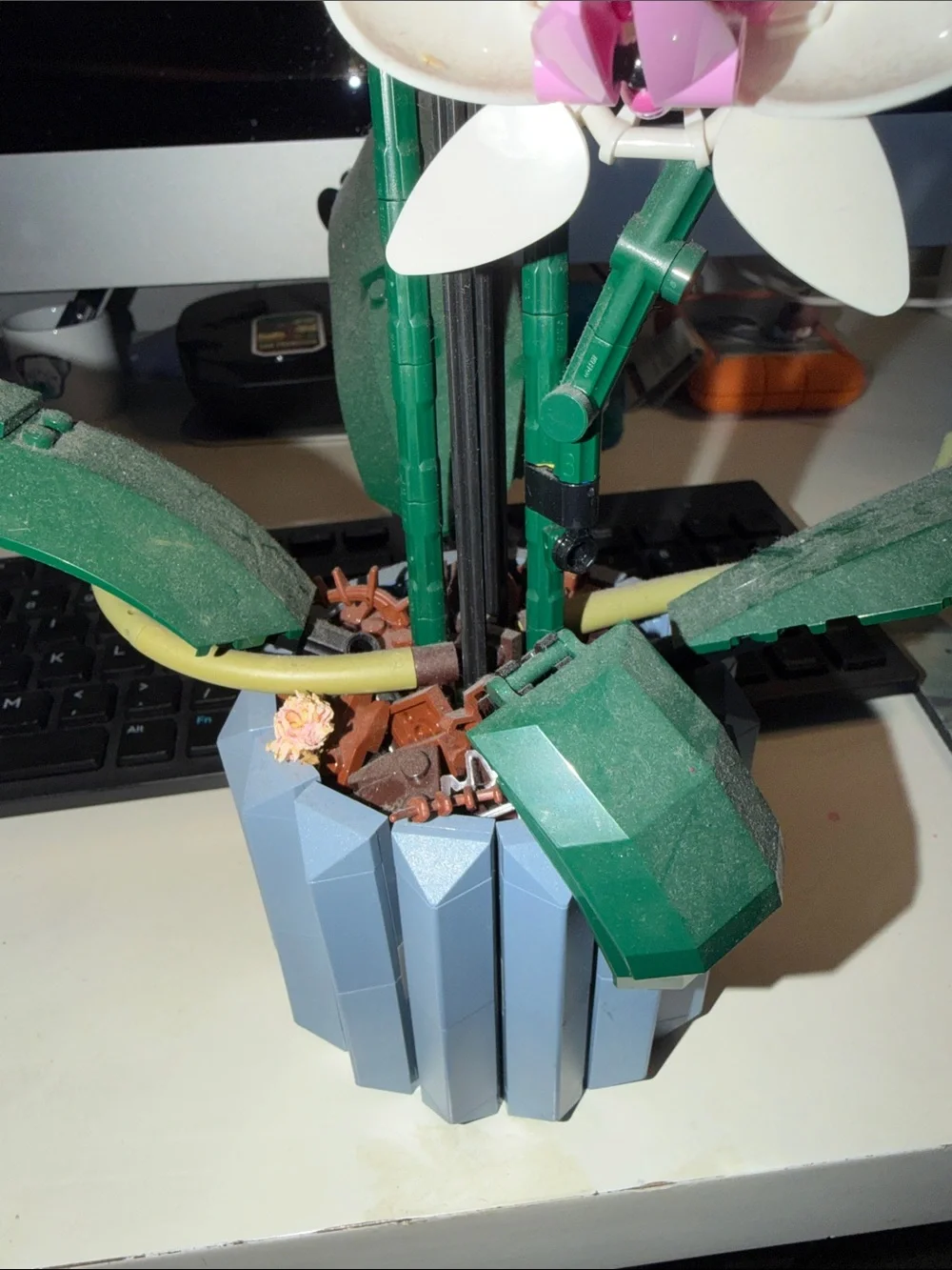 Lego Artificial Orchid Desk Plant - White & Pink